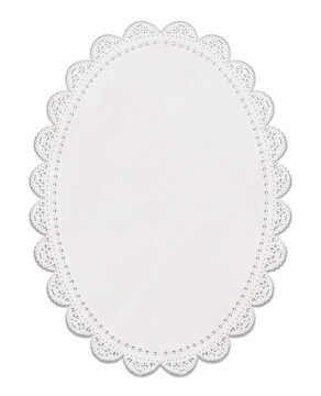 Vintage Scalloped Oval Lace Paper Doily. Delicate scalloped edges frame the design. Subtle patterns add texture to the surface. Ideal for wedding or party decorations, craft, scrapbook and journal.