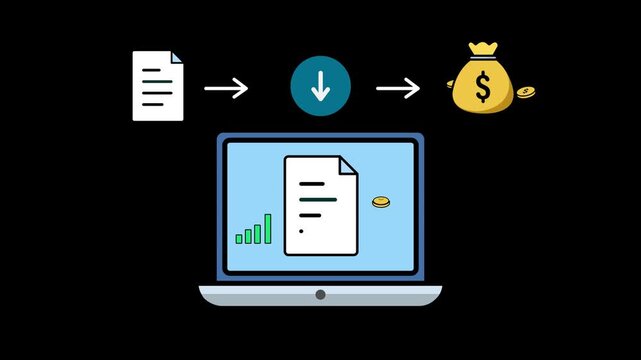 Digital Downloads and Online Sales for Increased Business Revenue Icon Animation. 4K Stock Video