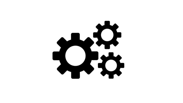 Rotating Gears Cogs wheel Icon Animation, Industrial Mechanism and Engineering Concept. 4K Stock Footage