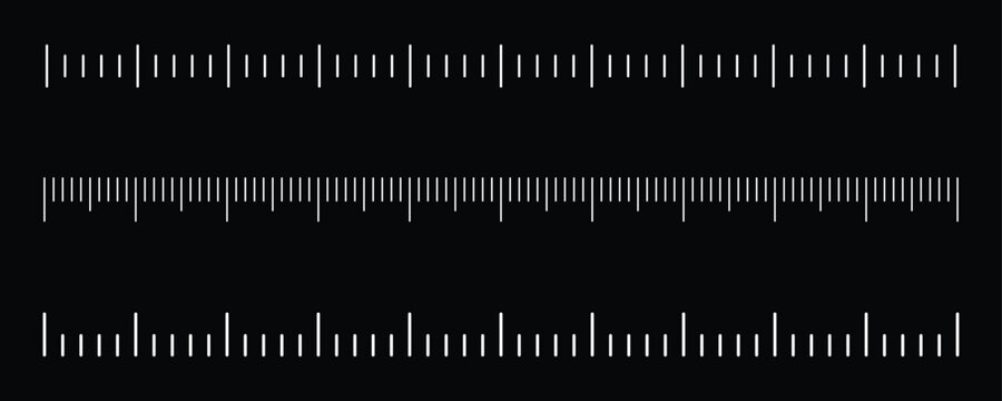 Creative ruler scale template design isolated on a black background. Measuring tape ruler scale commonly used for blueprint planning, scale conversions and technical drawing tools.
