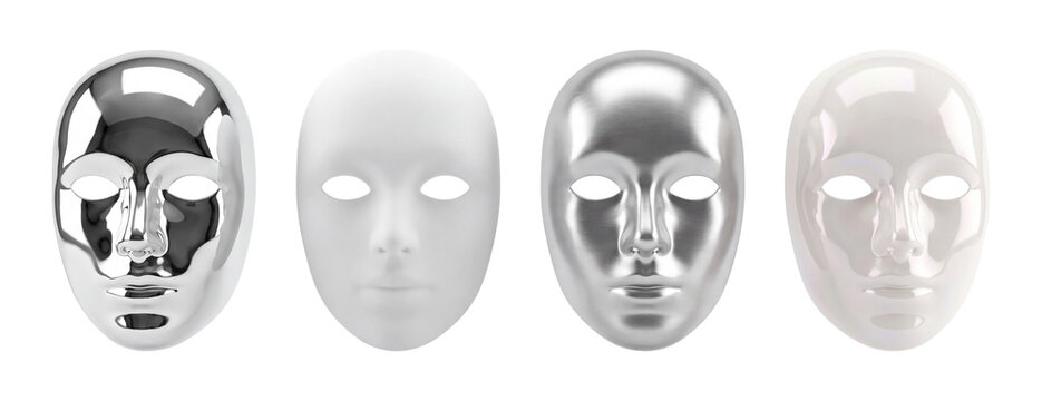 Set of four different masks isolated on transparent background
