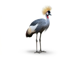 Fototapeta premium Regal Grey Crowned Crane on White Background