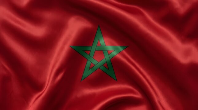 Waving flag of morocco with silk texture