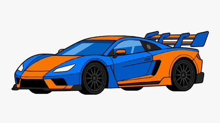 Fototapeta premium Striking Blue and Orange Racing Sports Car