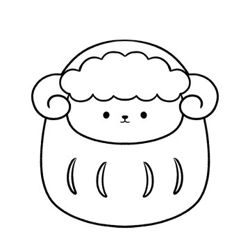 白黒　かわいい羊だるま