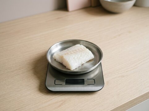 Plain White Fish Fillet on Scale Pan