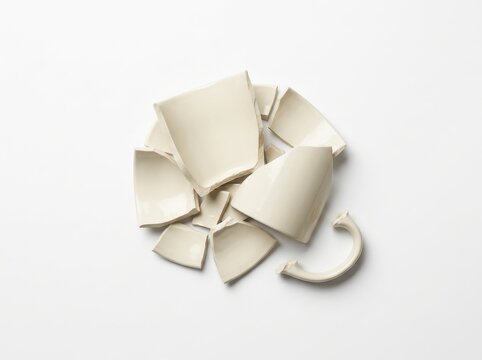 Shattered Ceramic Mug with Broken Handle