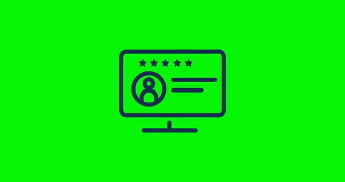 Line motion icon of a customer profile rating displayed on a computer screen