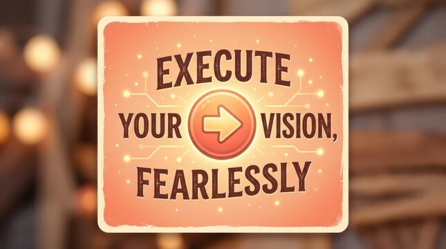 Execute Your Vision Fearlessly Motivational Quote with Arrow Symbol and Glowing Lights
