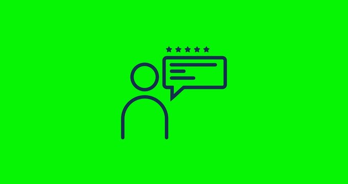 customer profile with a five-star rating bubble,