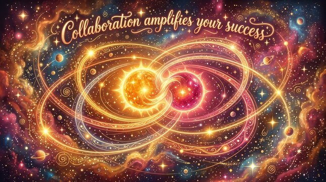 Cosmic Collaboration: Two Stars Fuse in a Nebula, Amplifying Success with Swirling Energy