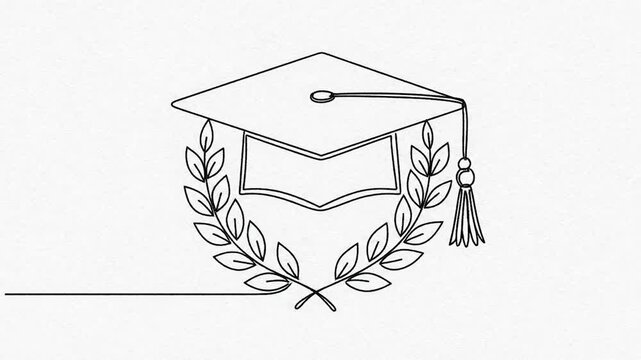 Continuous line drawing of a laurel leaf branch