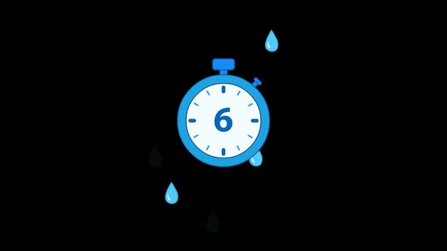 Countdown stopwatch animation with water droplets