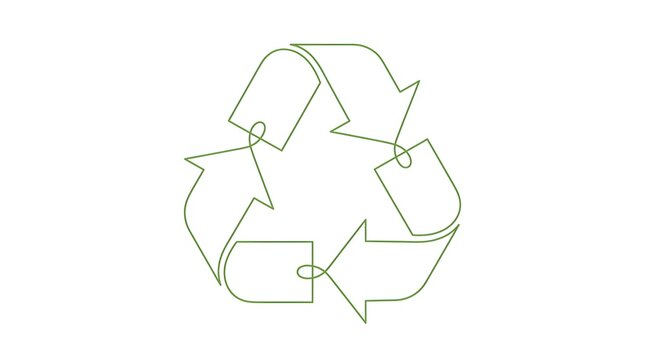 Continuous Line Recycling Symbol Illustration