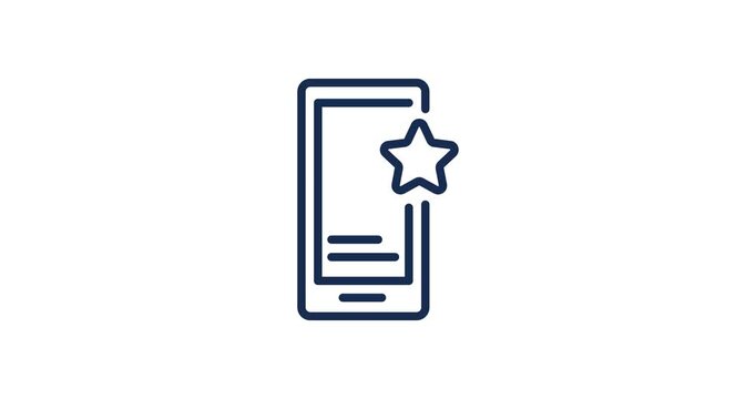 Line motion icon of a document with a star symbol, representing document review, approval,