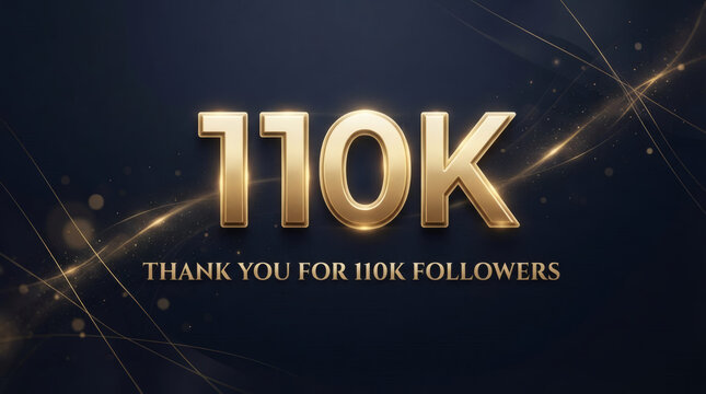 110K Followers Thank You Celebration &ndash; Gold Milestone Social Media Thank You Graphic

