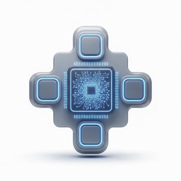 Futuristic Microchip Processor with Glowing Circuits and Data Flow.