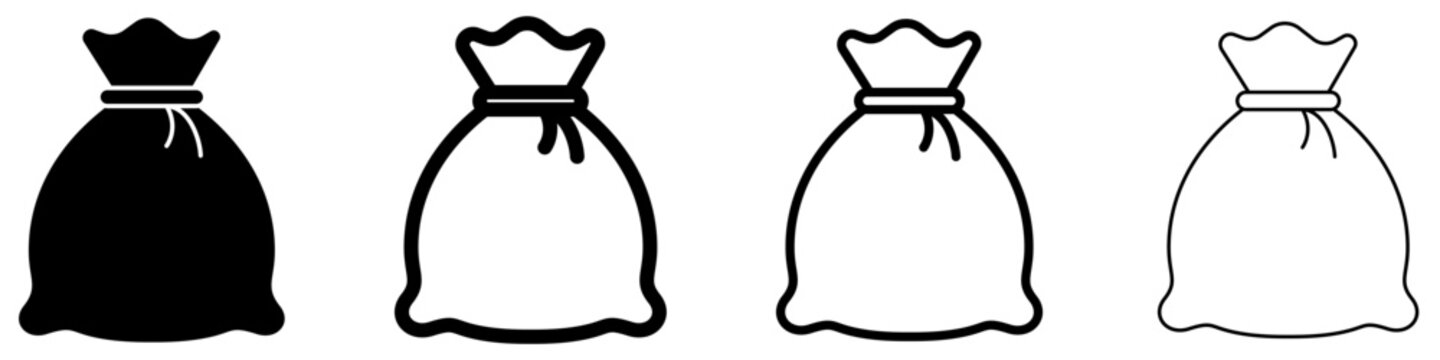 Gift or money bag line icon with a tied top