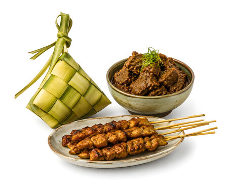 Hari Raya Celebration Meal with Ketupat Rendang and Satay