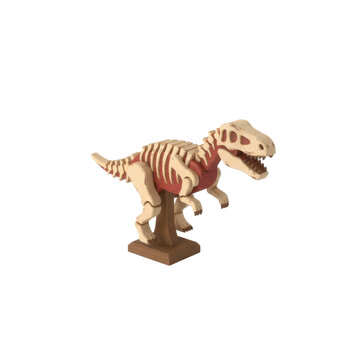 Wooden Tyrannosaurus Rex Skeleton Model on Stand