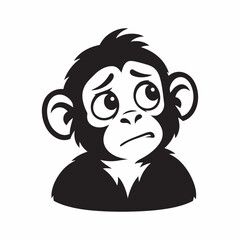 Fototapeta premium Cute Sad Monkey Face Line Art Vector Illustration
