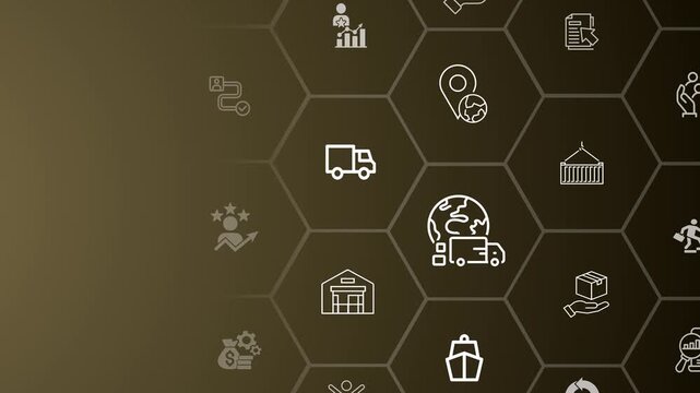 Supply Chain Management concept on the gradient background. Flexible logistics, adaptive operations and resilient global distribution across transportation and warehouse systems. 
