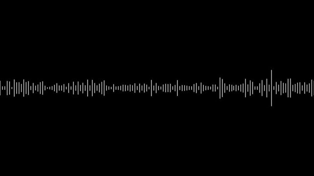 Audio sound wave equalizer frequency spectrum with voice waveform recording line isolated on black background.
