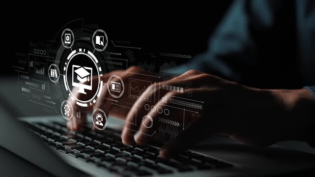 Person Typing on Laptop with Digital Email Icons and Communication Conceptual Overlays Illustrating Modern Technology and Connectivity. Entropy.