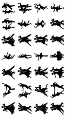 Fototapeta premium Dancers set with silhouette figures featuring ballroom, tango, waltz with movement and poses