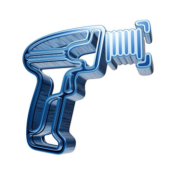 Blue 3D Barcode Scanner Icon Glossy Metallic Handheld Terminal for Logistics Warehouse Retail E-commerce Website Design