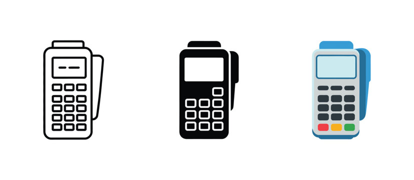 POS Terminal Icon Featuring Credit Card Payment Machine, Wireless Transaction Technology, Contactless Payments, Checkout, and Retail Commerce