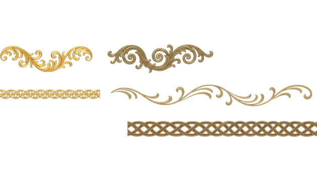 Decorative Gold and Bronze Ornate Scrollwork Borders