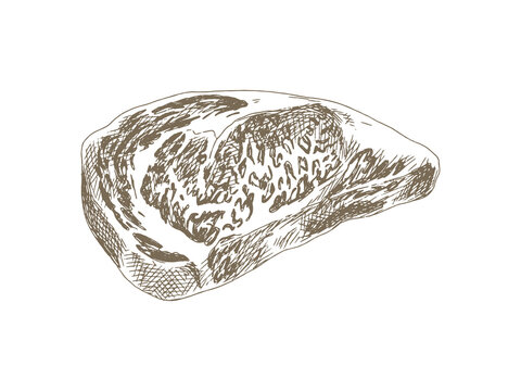 Hand Drawn Beef Steak Illustration, Vintage Engraving Style