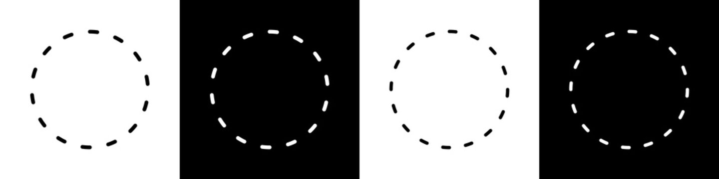 Circle dashed black and white icon design concept