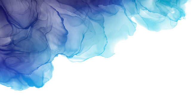 abstract blue purple alcohol ink texture gradient fluid waves on white background for modern corporate design web banner and clean cosmetic backdrop