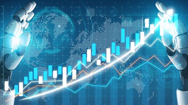 A futuristic depiction of robotic hands analyzing financial data on a digital interface. This image symbolizes technology, analytics, and innovation in the finance sector. Copula