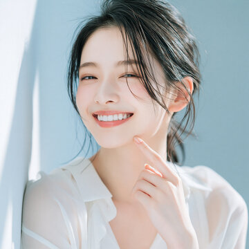 透明感のある女性の爽やかなビューティーポートレート。