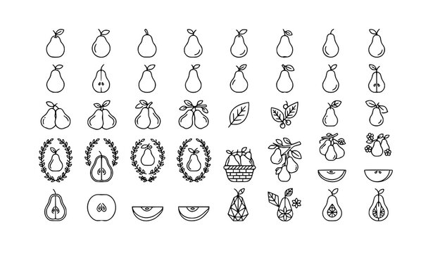 Untitled design Pear Vector Line Icon Illustration Collection with Editable Stroke- 2