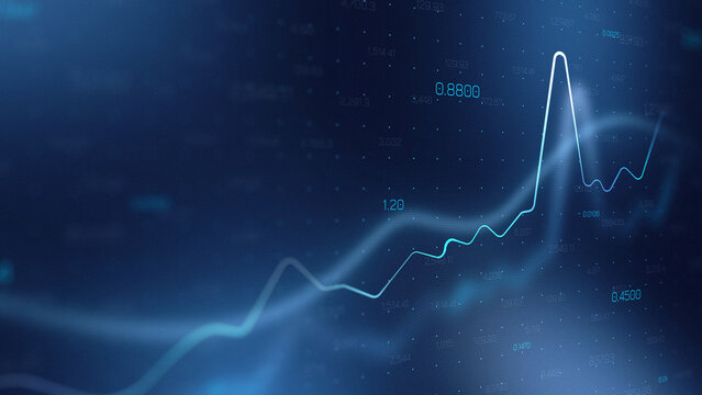 Stock exchange trading chart shows market trends and price changes over time