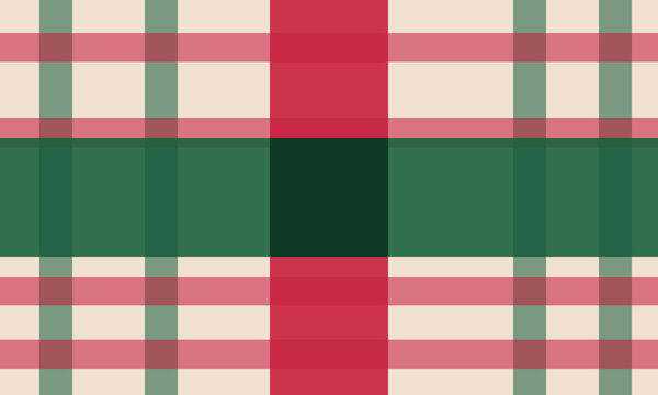 Festive plaid pattern with red green and cream stripes for holiday textile design and decor