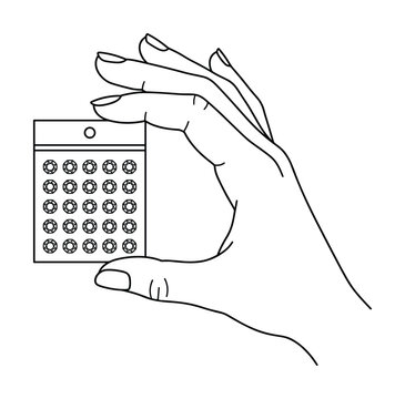 Minimalist hand holding black line art diamond container sticker.