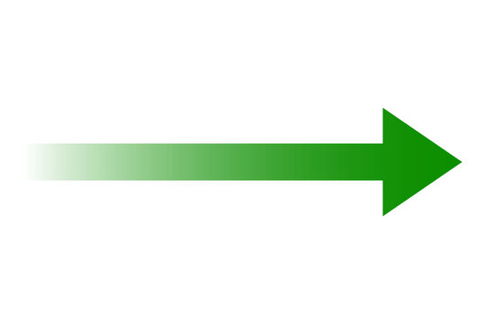 Green arrow with fade effect isolated on transparent background