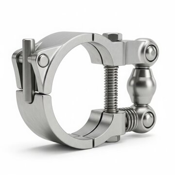Stainless steel clevis shackle with screw pin isolated on white background