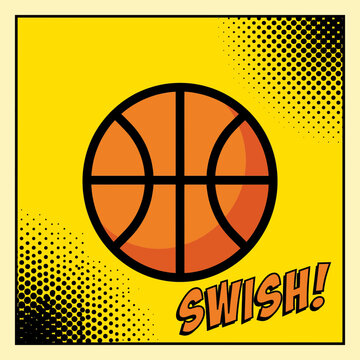 Basketball Ball Icon Comic Book Style