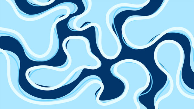 Abstract blue vector background with flowing liquid shapes and dark navy backdrop, modern digital design template banner and wallpaper graphics