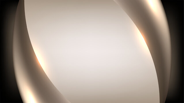 3D abstract background with champagne gold curved metallic structures smooth wave light and luxurious glossy glow, modern presentation banner design