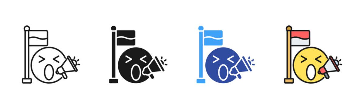 Propaganda Poster icon set multiple style collection