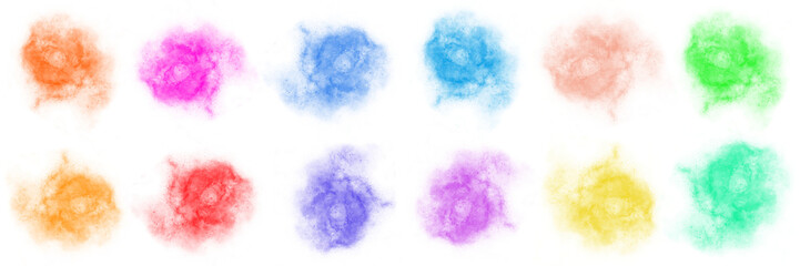Fototapeta premium Multicolor Cosmic Powder Explosion or Nebula Set for Creative Design