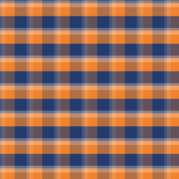 Blue and Orange Plaid Seamless Checked Texture Backdrop