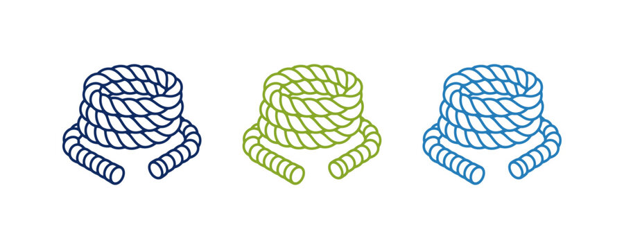 Three coiled rope icons in blue yellow and light blue colors.